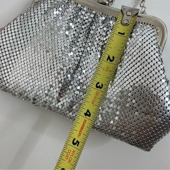 COPY - KATE LANDRY silver metallic mesh rhinestone evening purse formal event - Picture 5 of 15